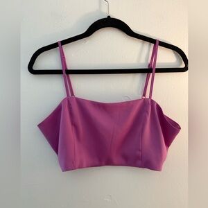 HOUSE OF HARLOW 1960 Satin Cropped Top Magenta Pink Purple L